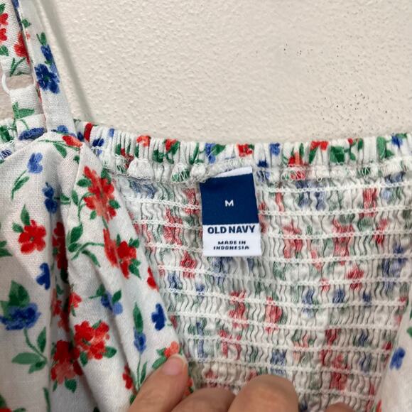 Old Navy White Floral Romper Summer Cottagecore Coastal M - Picture 4 of 8